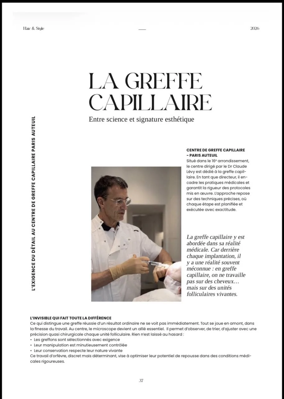 Article de presse sur la greffe capillaire