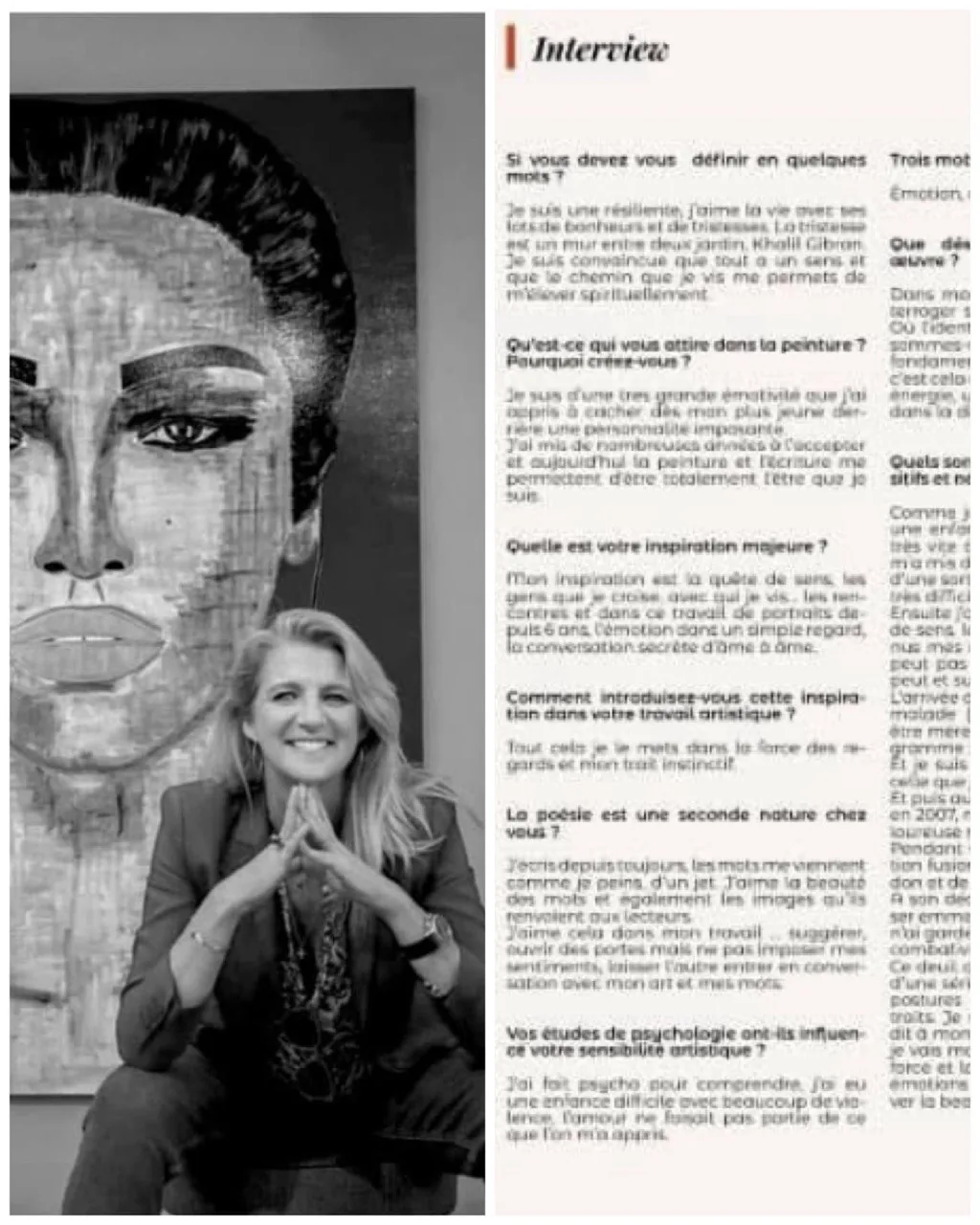 Portrait artistique publié dans une interview de Sandrine Gluck
